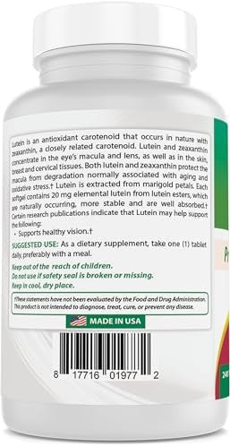 Best Naturals Lutein 20 mg with Zeaxanthin- 240 Tablets