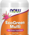 Now Supplements Ecogreen Multi Vitamin With Green Superfoods Iron 180 Veg Capsules
