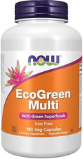 Now Supplements Ecogreen Multi Vitamin With Green Superfoods Iron 180 Veg Capsules