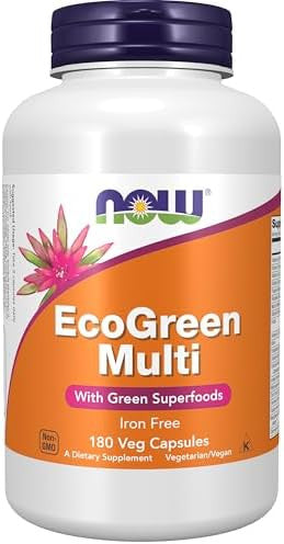 Now Supplements Ecogreen Multi Vitamin With Green Superfoods Iron 180 Veg Capsules