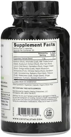 Crystal Star Liver Re 60 Capsules Herbal Liver Cleanse Supplement That Supports Normal Liver Function & Promotes Toxin Release Milk Thistle Nongmo