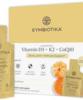Cymbiotika Liposomal Vitamin D3 + K2 + Coq10 Liquid Supplement Enhanced Absorption Joint + Bone Health Immune Support Heart Health Gluten Soy Plantbased 28 5 Ml Packets