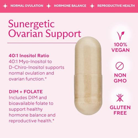 Premium Ovarian Health Support Supplement Hormone Balance Ovulation and Cycle Regularity MyoInositol and DChiro Inositol Supplement for Women 40: 1 Inositol Ratio With Folate and DIM 90 Capsules