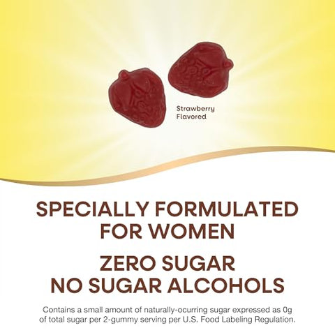 Nature'S Way Alive Zero Sugar Women'S Gummy Multivitamins Energy Metabolism Hair Skin Nails B-Vitamins No Sugar Alcohols Plant-Based Sweeteners Strawberry Flavored 80 Gummies