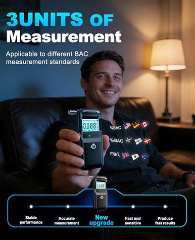 Akefta Breathalyzer 2026 Breathalyzers For Alcohol With Lcd Digital Display Personal Portable Alcohol Breathalyzer Tester With 5 Mouthpieces For Home And Party Use