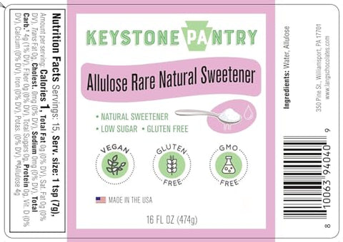 Keystone Pantry Liquid Allulose 1 Pint | Natural Low Calorie Sweetener for Coffee, Tea, Baking & Cooking | Keto, Diabetic Friendly, Zero Net Carbs, Vegan, Gluten Free, Non-GMO, Kosher