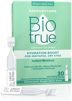 Biotrue Hydration Boost Eye Drops For Irritated Dry Eyes In Single Dose Vials From Bausch + Lomb Instant Moisture Preservative Ph Balanced Naturally Inspired 30 Count (Pack Of 2)