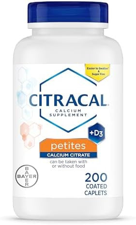 Citracal Petites 400 Mg Calcium Citrate Easily Absorbed And Highly Soluble With 12.5 Mcg (500 Iu) Vitamin D3 Bone Health Support For Ages 12+ Smaller And Easier To Swallow Caplets 200 Count