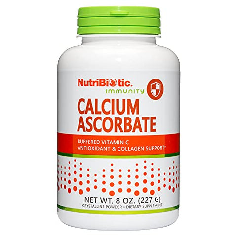 NutriBiotic Calcium Ascorbate Vitamin C Powder Essential Antioxidant and Collagen Supplement Buffered with Calcium Non Acidic and Easier on Digestion than Ascorbic Acid Gluten and GMO 8 Oz