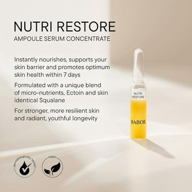 Babor Nutri Restore Restorative Serum Ampoules For The Face For Intensely Nourished And Healthy Skin Vegan Formula With Amino Acids And Argan Oil Ampoule Concentrates 7 X 2 Ml