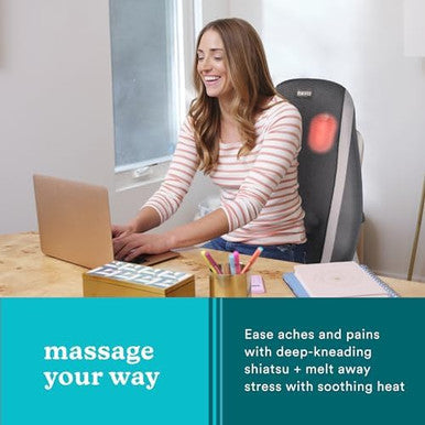 Homedics Shiatsu Massage Cushion With Soothing Heat Deep-Kneading Massage Targets Pressure Points All Over Back Soothing Heat Relax Overworked Muscles Release Tension Reduce Back Pain
