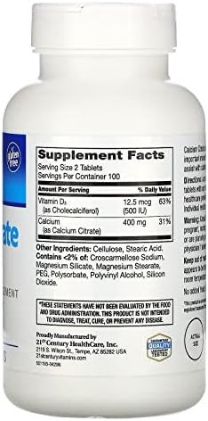 21St Century Calcium Citrate Petites + D3 Coated Tablets 200 Tablets Pack Of 3