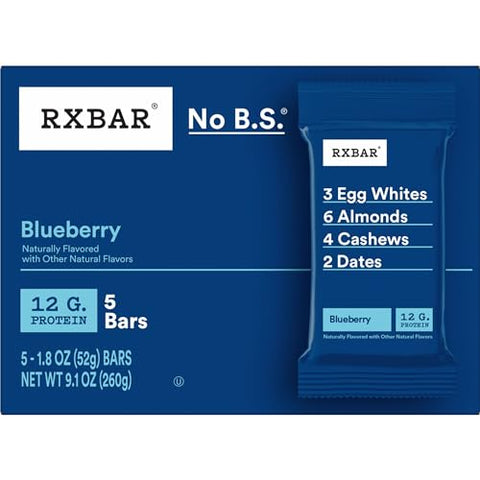 RXBAR Protein Bars, Protein Snack, Snack Bars, Blueberry, 9.1oz Box (5 Bars) (Pack of 2)