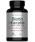 Neocell Biotin Complex Hair Skin & Nails 90 Capsules With Bioactive Keratin Peptides And Alpha Lipoic Acid Radiance-Infused Formula