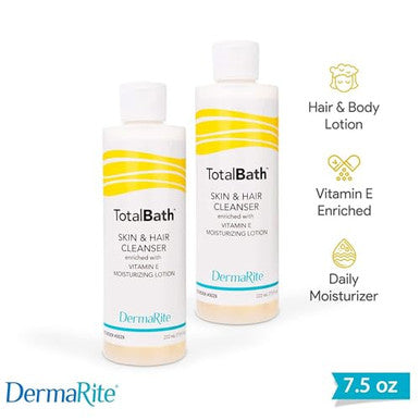 Dermarite Totalbath Skin & Hair Cleanser Enriched With Vitamin E Moisturizing Lotion - Shampoo And Full Body Wash - 7.5 Oz. 1 Count
