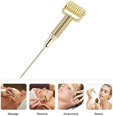 Healeved Ear Massage Acupoint Detecting Pen With Flexible Spring Roller Copper Probe For Precise Therapy And Facial Acupoint Stimulation 4.92X1.37X0.59In