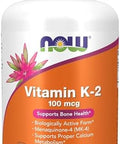 Now Foods Supplements Vitamin K2 100 Mcg Menaquinone4 (Mk4) Supports Bone Health 250 Veg Capsules