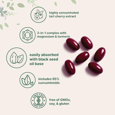 Micro Ingredients Tart Cherry With Magnesium Glycinate & 95 Turmeric Curcumin 300 Softgels Highly Bioavailable With Black Seed Oil Carrier Extra Strength Tart Cherry Extract Natural Herbal & Mineral Complex