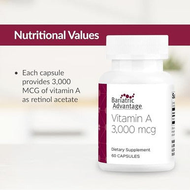Bariatric Advantage Vitamin A 3000 Mcg For Bariatric Surgery Patients Easydigest Mini Capsules Vitamin A Supplements Eye Health Support 60 Count
