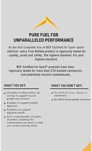 True Athlete Natural Whey Protein - Vanilla Flavor - 20G Of Protein Per Serving With Added Probiotics For Digestive Health 2.5 Pound Powder For Muscle Recovery And Optimal Performance