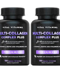 Vital Vitamins Multi Collagen Plus 2 Pack with Biotin Hyaluronic Acid Vitamin C Type I II III V X for Women and Men Hair Skin Nails Beauty Complex 300 Capsules