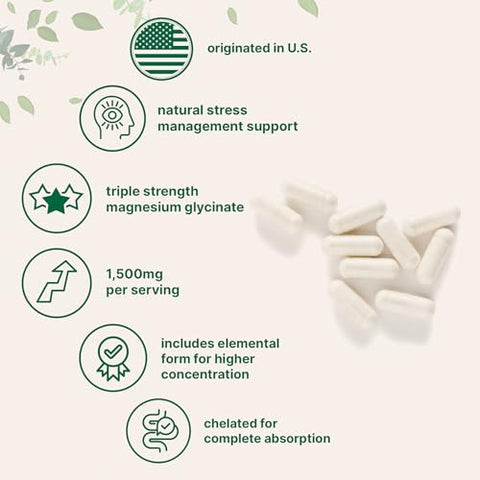 Micro Ingredients Triple Strength Magnesium Glycinate 1500Mg Per Serving 240 Capsules 500Mg Per Capsule Easily Absorbed Chelated Magnesium Elemental Form Healthy Muscle Bones & Mood Support Non-Gmo