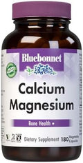 Bluebonnet Nutrition Calcium & Magnesium Bone Health Soy Gluten Nongmo Vegan Kosher Parve 180 Vegetable Capsules 60 Servings