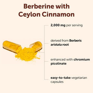 Micro Ingredients Berberine With Ceylon Cinnamon 2000 Mg Per Serving 240 Vegetarian Capsules Berberine Supplement With Chromium Picolinate & Ceylon Cinnamon Non-Gmo