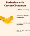 Micro Ingredients Berberine With Ceylon Cinnamon 2000 Mg Per Serving 240 Vegetarian Capsules Berberine Supplement With Chromium Picolinate & Ceylon Cinnamon Non-Gmo