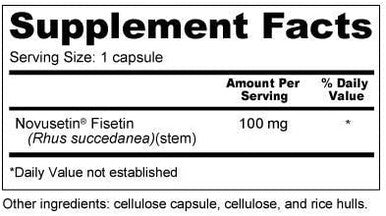 Fisetin Best Value 100mg 90 Capsules Novusetin Supplement for Memory Focus Brain Health Gluten NonGMO Vegan