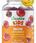 Lifeable Calcium With Vitamin D Kids + Iron & Vitamin C Kids Gummies Bundle Great Tasting Vitamin Supplement Gluten Gmo Chewable Gummy