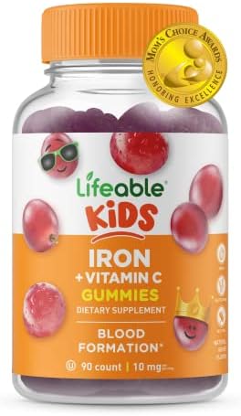 Lifeable Calcium With Vitamin D Kids + Iron & Vitamin C Kids Gummies Bundle Great Tasting Vitamin Supplement Gluten Gmo Chewable Gummy