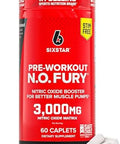 Six Star Nitric Oxide Supplements For Men & Women Muscle Builder (60 Count) - Nitric Oxide Booster Pills Muscle Pump Pre Workout Supplement - Sports Nutrition For Muscle Building Strength & Energy