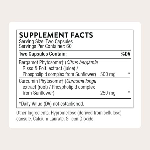 Thorne - Metabolic Health - Bergamot & Curcumin Phytosome Supplement To Aid Weight Management - Supports Healthy Fat Metabolism To Promote A Healthy Liver - Third-Party Certified 120 Capsules