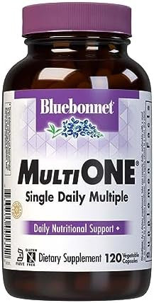 Bluebonnet Nutrition Multi One (With Iron) Vegetable Capsules Complete Full Spectrum Multiple Vitamin Supplement B Vitamins Gluten & Milk Kosher 4 Month Supply 120 Count