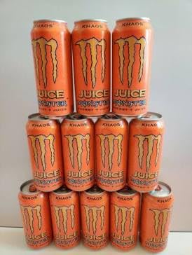 Monster Khaos Energy Drink + Juice, 16 fl oz Cans, 12 Count Pack (EXP: 9/2026) Discontinued/Rare Khaos