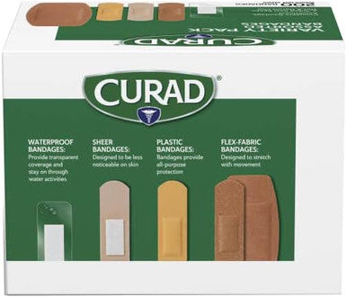 Curad Assorted Adhesive Bandages 4-Sided Seal Variety Pack 200 Count (Pack of 1)