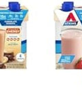 Atkins Chocolate Banana Protein Shake 15G Protein & Strawberry Protein Shake 15G Protein Low Glycemic 2G Net Carb 1G Sugar Keto Friendly 12 Count