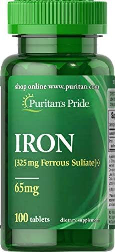 Puritan'S Pride Iron Ferrous Sulfate 65 Mg Tablets 100 Count