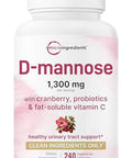 Micro Ingredients Pure D Mannose 1300Mg With Cranberry & Probiotics 240 Veggie Capsules Urinary Tract Health For Women Plus 1 Million Cfu Probiotics Blend & High Absorption Vitamin C Filler Free Non-Gmo