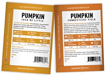 Gardeners Basics, Pumpkin Seeds to Plant - 5 Variety Baby Boo, Giant Big Max, Jack Be Little, Jack O Lantern, Sugar Pie, Great for Pumpkin Seed for Summer, Fall, Pumpkin Seeds for Planting