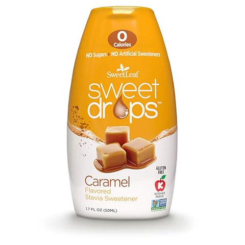 SweetLeaf Sweet Drops Flavored Stevia Liquid Sweetener Stevia Extract Zero Calories Gluten Free Keto Friendly Non GMO Natural Flavors Sugar Alternative Caramel 1.7 Fl Oz (Pack of 1)