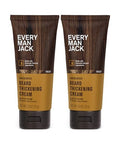 Every Man Jack Beard Thickening Cream - Strengthens Thickens Nourishes Beard - Light Sandalwood Scent - Made With Naturally Derived Ingredients Like Biotin Vitamin B6 Soy Protein - 2.8Oz - 2 Pack
