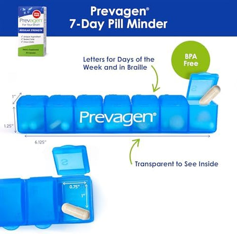 Prevagen Regular Strength 30 Capsules (1 Month Supply) Formulated For Your Brain 10Mg Of Apoaequorin Plus Vitamin D3 With 7Day Pill Minder