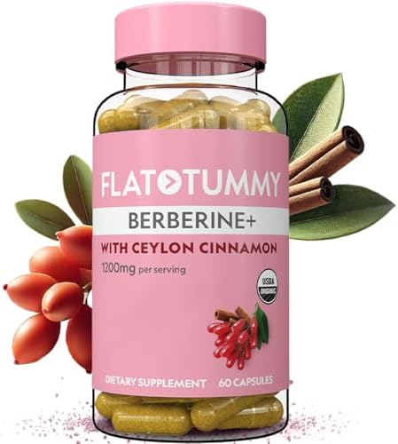 Flat Tummy Berberine Plus Supplement 1200Mg Berberine Per Serving Post Glp1 Berberine Supplement Organic Berberine With Ceylon Cinnamon 4:1 Potency " 60 Capsules