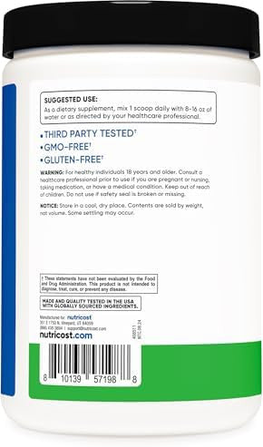 Nutricost Bcaa + Hydration Powder (Green Apple) 30 Servings Branched Chain Amino Acids With Hydration Complex Gluten Nongmo