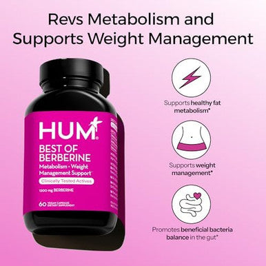 Hum Best Of Berberine Supplement 1200Mg Pure Potency For Metabolic Wellness Enhanced With Bioperine For Maximum Absorption (60 Capsules)