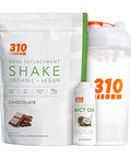 Vegan Organic Plant Protein Powder And Meal Shake With Shaker Cup And 2 Oz Mct Oil By 310 Nutrition Gluten Dairy And Soy 0G Of Sugar Keto And Paleo Friendly (Chocolate)