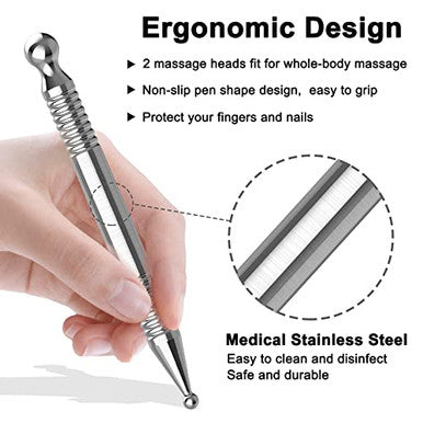 Melonsun Tmj Acupuncture Pen Stainless Steel Acupressure Tool For Jaw Clenching & Jaw Pain Relief Trigger Point Massage Pen For Face Neck & Shoulder