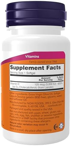 Now Vitamin D3 5000 Iu 30 Softgels